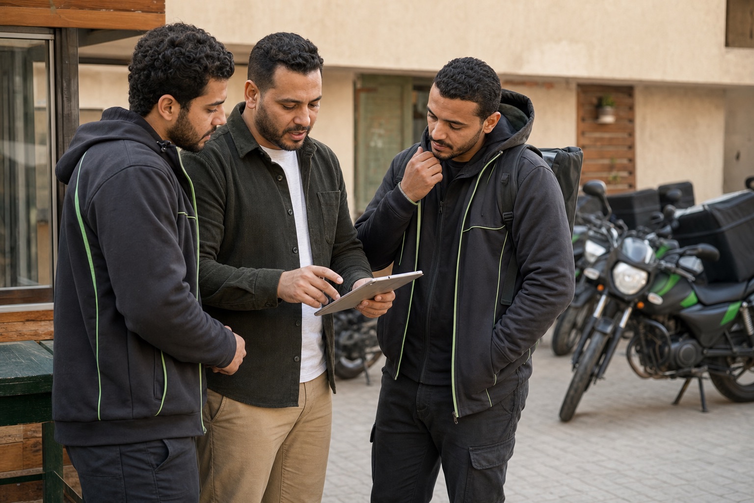 مسؤول توظيف مصري بيراجع شروط الشغل مع دليفريهات في مقر بالقاهرة